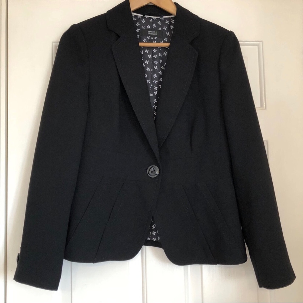 Marks & Spencer Black Single Button Tailored Blazer UK 18 / US 14 XL